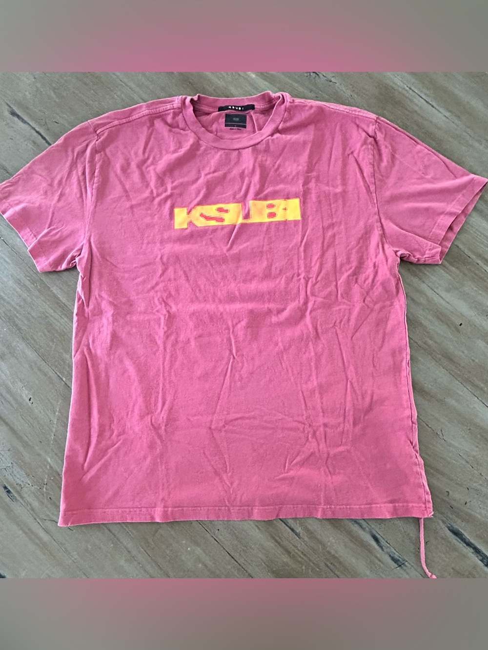 Ksubi Pink Tee with Yellow Logo
